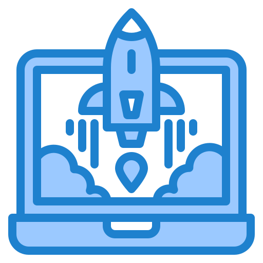 Rocket launch srip Blue icon