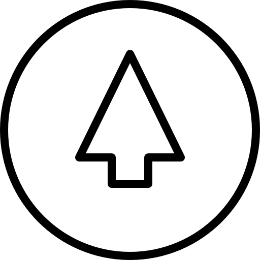 flecha hacia arriba contorno sobre fondo de círculo  icono