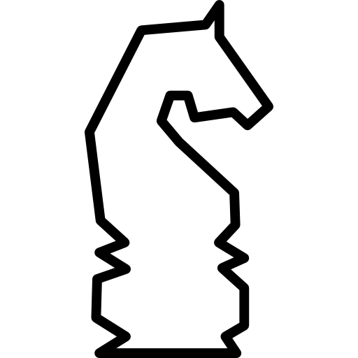 Лошадь шахматной игры черная форма сбоку  иконка