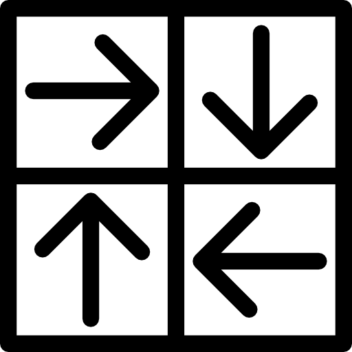 quattro frecce quadrati in direzioni diverse  icona