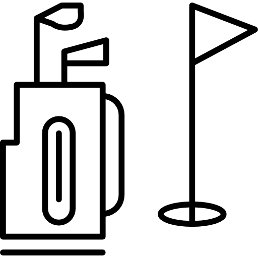 Golf caddy and flag  icon