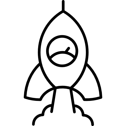 Space ship silhouette with speedometer launching  icon