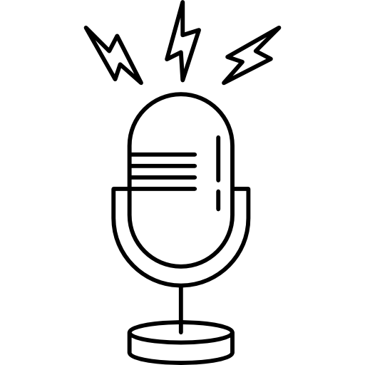 mikrofonumriss mit geöffneter linie  icon