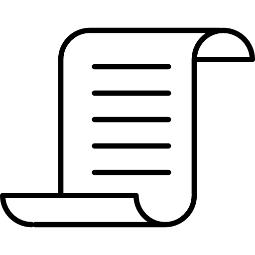 Paper with text and curved upper and bottom borders  icon
