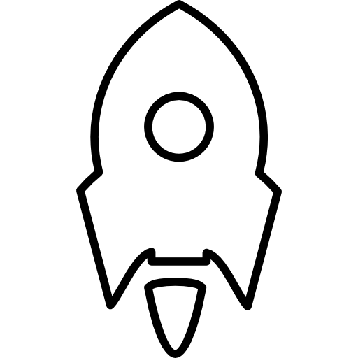 variante de foguete pequena com contorno de círculo branco  Ícone
