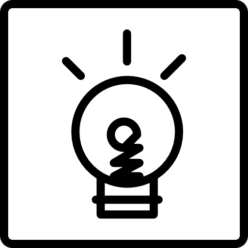 doodle ampoule sur fond carré  Icône