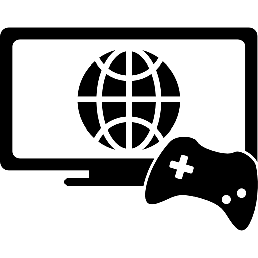 Online games symbol of a monitor and a game control  icon