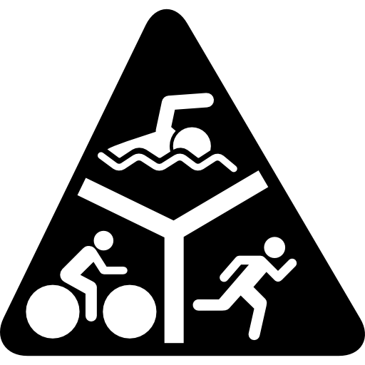 Triathlon silhouettes in a triangle  icon