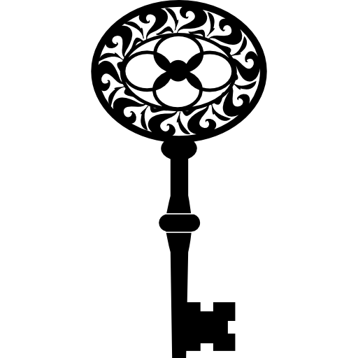 꽃 디자인으로 빈티지 타원형 키 모양  icon