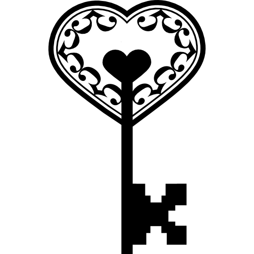 Старый ключ в форме сердца  иконка