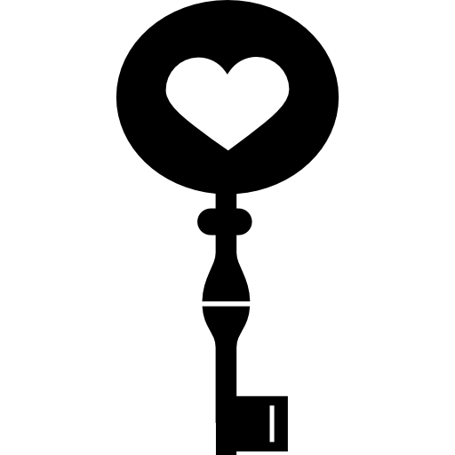 forma de corazón en una llave  icono