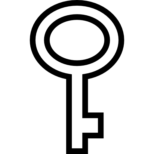 Key of oval shape outline  icon