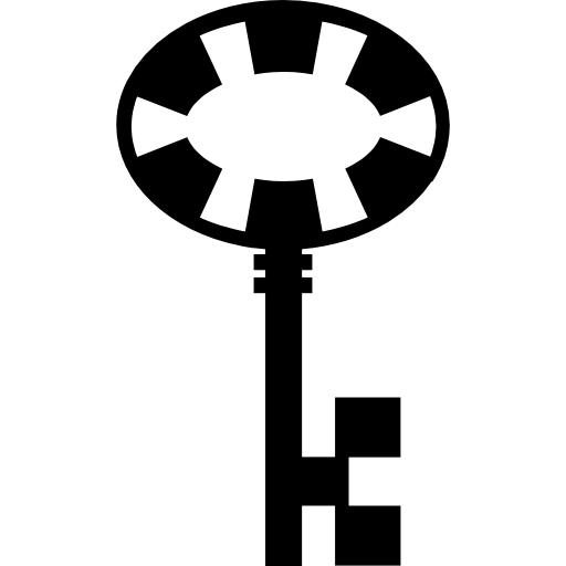 diseño ovalado clave con cuadrados  icono