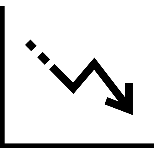 gráfico de línea de análisis de datos descendente  icono