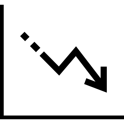 gráfico de linha de análise de dados decrescente  Ícone