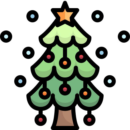 kerstboom Justicon Lineal Color icoon