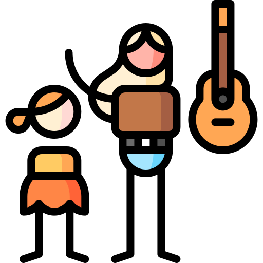 la musique Puppet Characters Lineal Color Icône