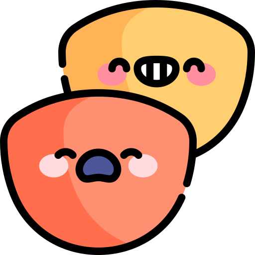 máscaras de teatro Kawaii Lineal color icono