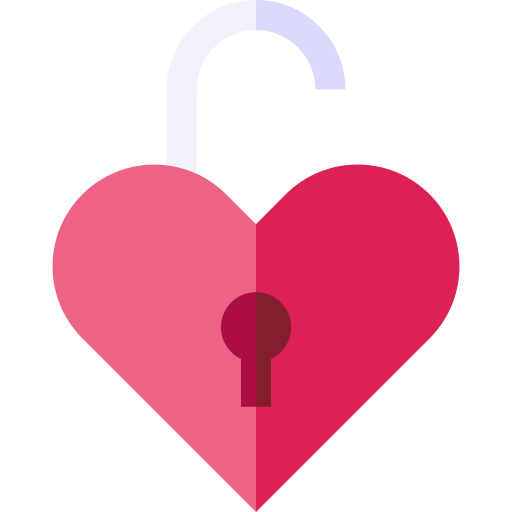 Heart shaped padlock Basic Straight Flat icon