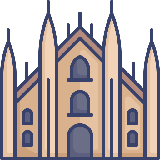 catedral de milán Roundicons Premium Lineal Color icono
