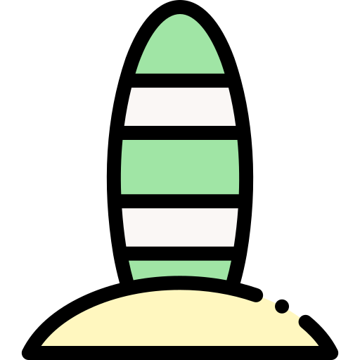 Surfboard Detailed Rounded Lineal color icon
