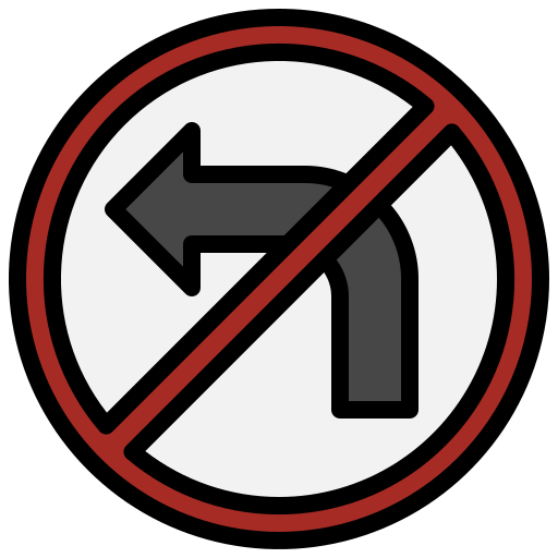 No turn left Surang Lineal Color icon