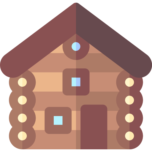 drewniany dom Basic Rounded Flat ikona