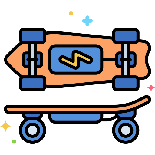 Skateboard Flaticons Lineal Color icon