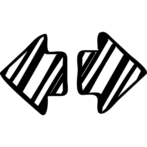 Sketched arrows couple pointing to right and left opposite directions  icon