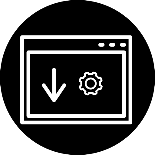 símbolo de descarga del navegador en un círculo  icono