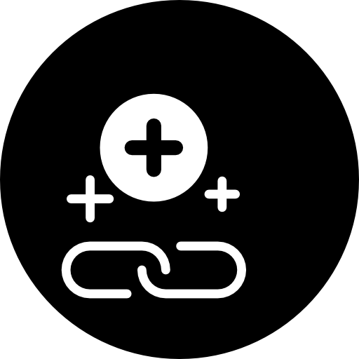 symbol ogniw łańcucha ze znakami plus w kole  ikona