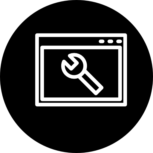 il simbolo circolare dell'interfaccia di impostazione del browser di una chiave inglese in una finestra delinea all'interno di un cerchio  icona