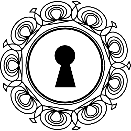 herramienta de ojo de cerradura con círculo ornamental alrededor  icono
