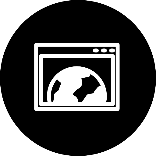 World browser interface symbol in a circle  icon