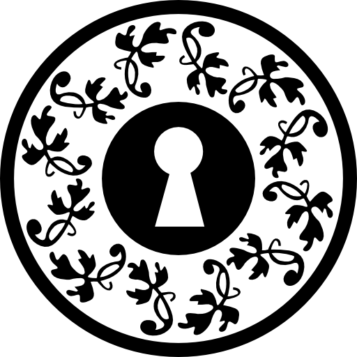 buraco da fechadura em um círculo com desenho de flores  Ícone