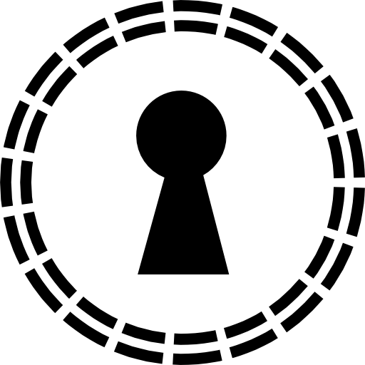 Keyhole shape in a circle of small lines  icon