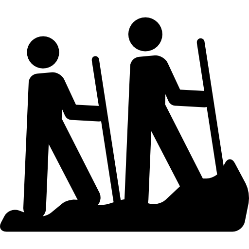 Hiking hikers on mountain  icon