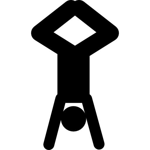 silhueta de postura do acrobata com cabeça para baixo e pernas para cima  Ícone
