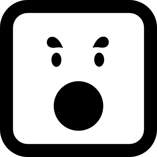 Смайлик квадратное удивленное лицо с открытым круглым ртом  иконка
