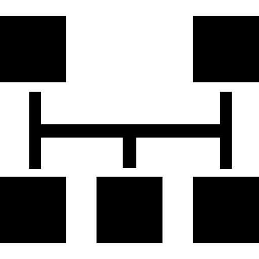 esquema de bloques de cinco cuadrados  icono