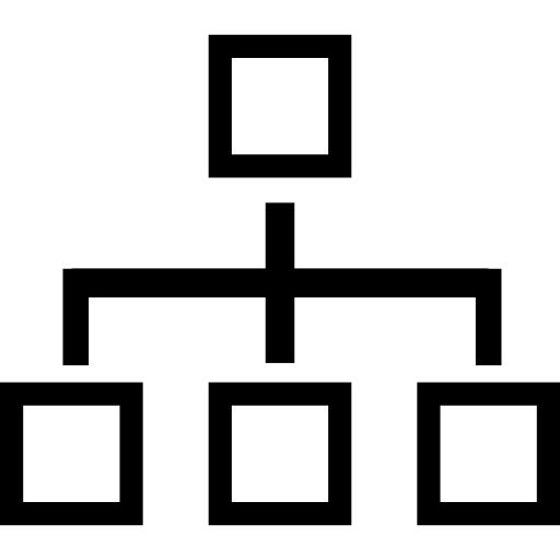 Блочная схема из четырех очертаний квадратов  иконка