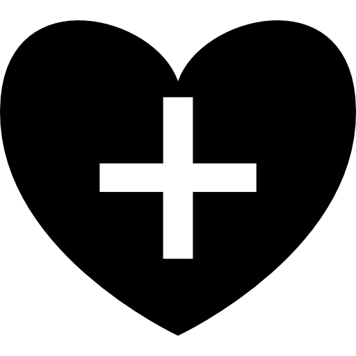 forma de símbolo de corazón positivo con signo más  icono