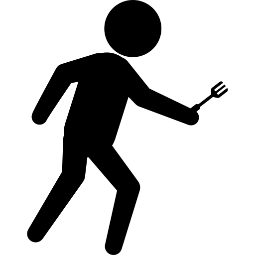 Criminal walking silhouette with an arm in his hand  icon