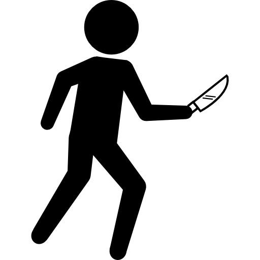 crimineel silhouet met een mes  icoon