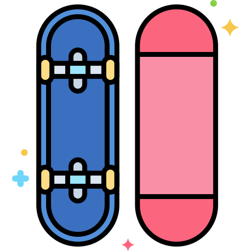 skateboard Flaticons Lineal Color icon