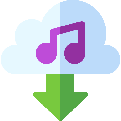 muziek downloaden Basic Rounded Flat icoon