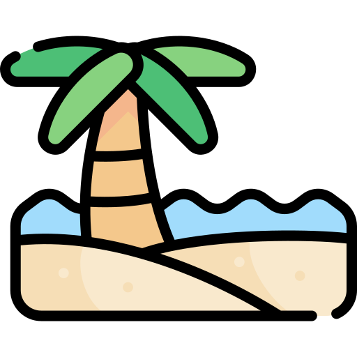 plaża Kawaii Lineal color ikona