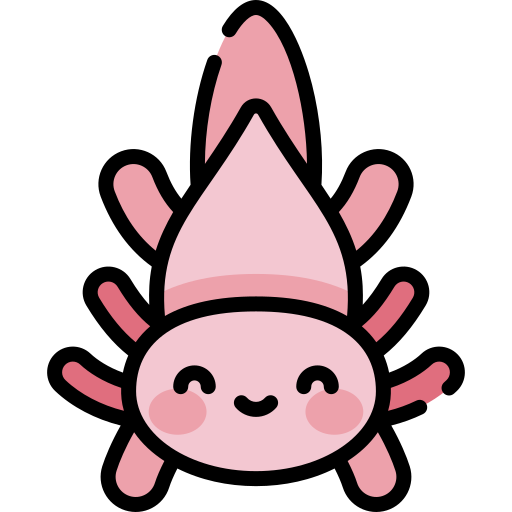 axolotl Kawaii Lineal color icoon