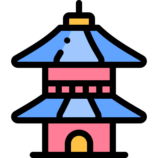 パゴダ Detailed Rounded Lineal color icon