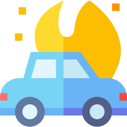 coche en llamas Basic Straight Flat icono